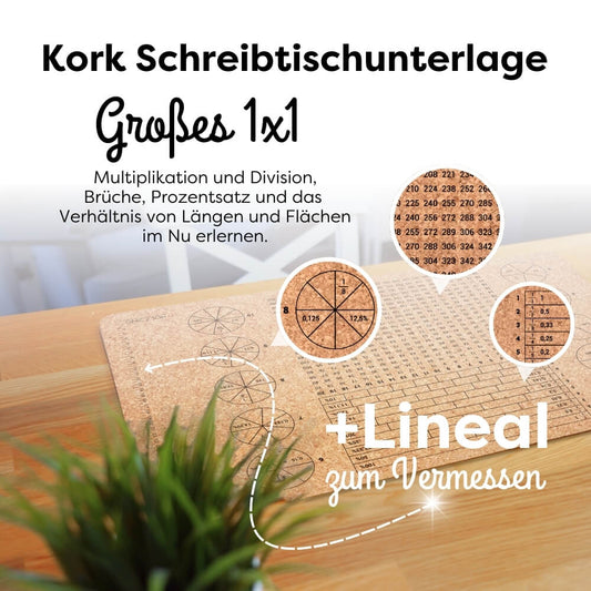 GROSSES 1x1 - Die Schreibtischunterlage zum Lernen des Großen 1x1, Brüchen und Prozentsätzen